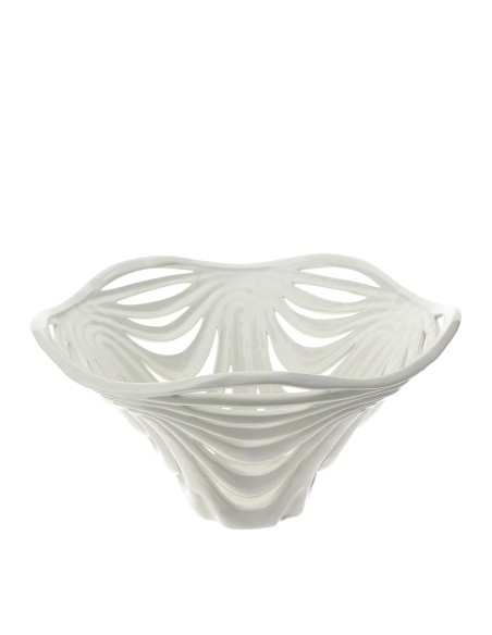 Centrotavola Leaf Hervit Ø41xH22 cm in Ceramica Traforata Elegante