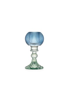 Candeliere in Vetro con Paralume Blu Atena | Decorazione Tavolo Elegante