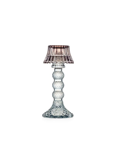 Candeliere in Vetro con Paralume Fango Emò Atena Ø8 H18,5 | Portacandela Decorativo