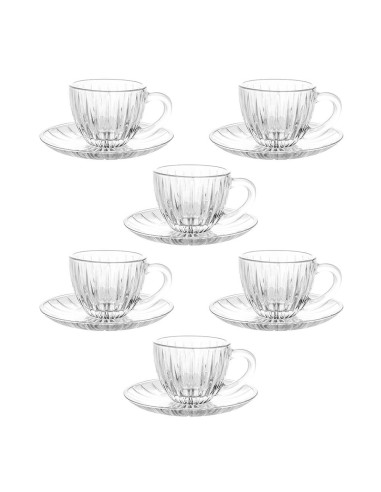 Set 6 Tazze Caffè in Vetro con Piattino 90 cc | Servizio Espresso Elegante