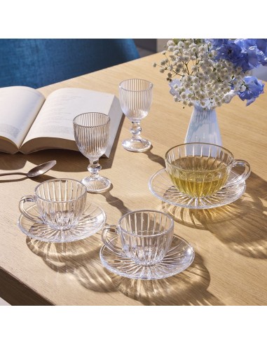 Set 6 Tazze Caffè in Vetro con Piattino 90 cc | Servizio Espresso Elegante