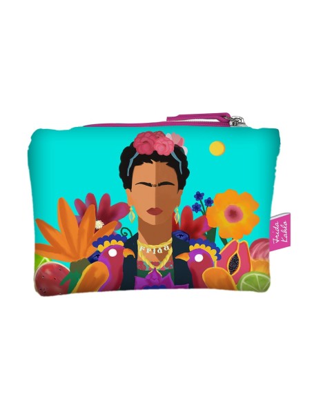 Pochette Frida in Cotone con Zip 20x15 cm | Astuccio Porta Trucchi e Organizer