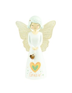 Statuetta Angelo “Grazie” 12,5 cm – Idea Regalo Ringraziamento Elegante