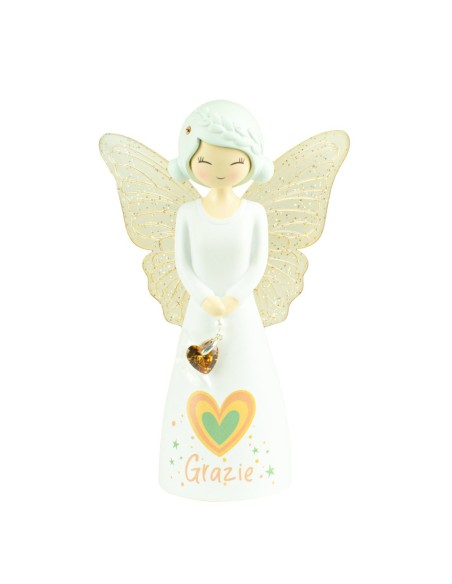 Statuetta Angelo “Grazie” 12,5 cm – Idea Regalo Ringraziamento Elegante