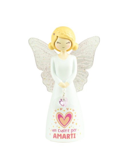 Angelo Un Cuore per Amarti 12,5 cm – Statuetta in Resina Regalo Romantico