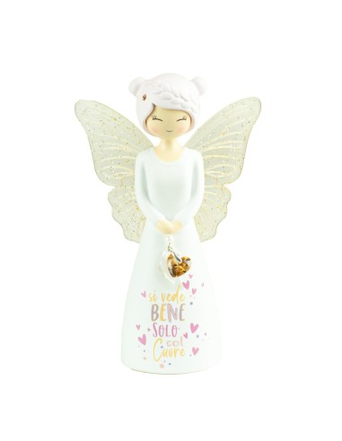 Angelo Decorativo “Si vede bene solo col cuore” 12,5 cm – Idea Regalo