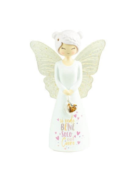 Angelo Decorativo “Si vede bene solo col cuore” 12,5 cm – Idea Regalo