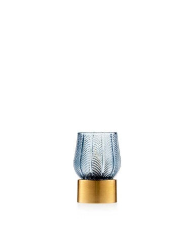 Lampada Emò Foglie Blu in Vetro con Base Dorata | Decorazione Elegante
