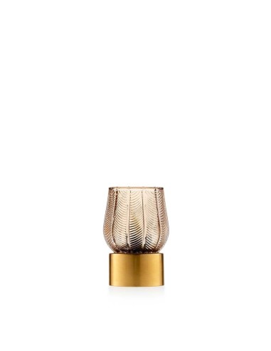 Lampada Decorativa in Vetro Ambra con Base Dorata | Emò Design