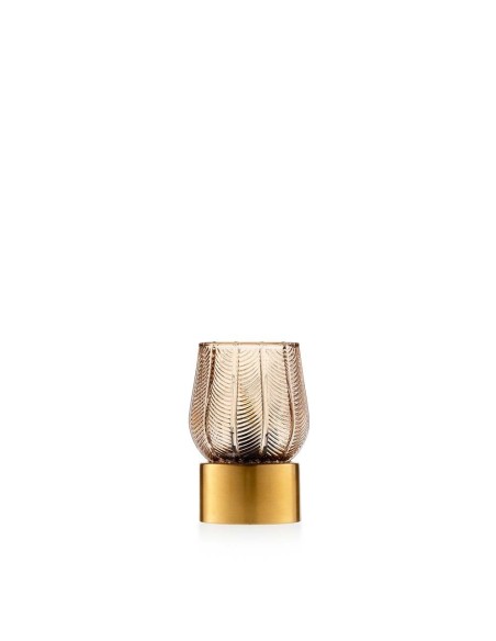 Lampada Decorativa in Vetro Ambra con Base Dorata | Emò Design