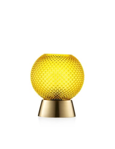 Lampada Sfera Gialla in Vetro | Design Elegante con Base Dorata