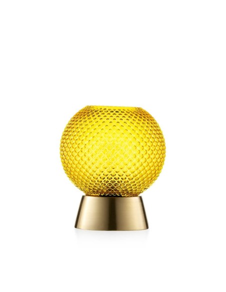 Lampada Sfera Gialla in Vetro | Design Elegante con Base Dorata