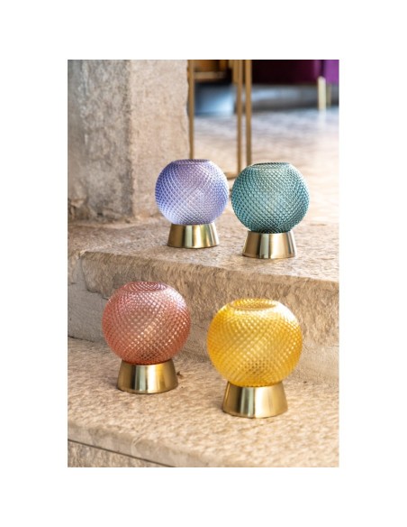 Lampada Sfera Cipria in Vetro con Base Dorata | Design Elegante
