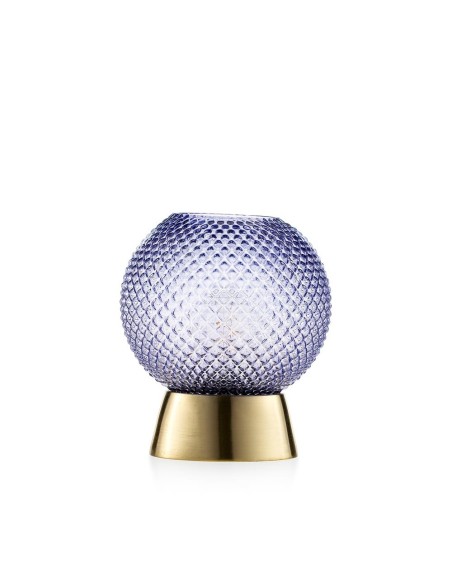 Lampada Sfera Blu in Vetro con Base Dorata | Design Elegante