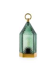 Lanterna Emò Verde in Vetro 23 cm | Lampada Decorativa Design