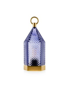 Lanterna Emò Blu in Vetro 23 cm | Lampada Decorativa Design
