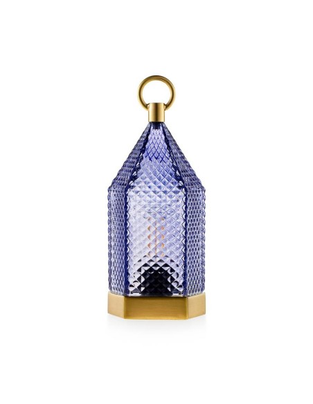 Lanterna Emò Blu in Vetro 23 cm | Lampada Decorativa Design