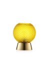 Lampada Sfera Gialla in Vetro | Design Elegante con Base Dorata