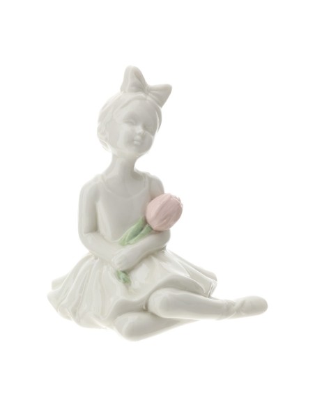 Ballerina bianca con tulipano rosa Hervit