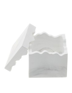 Contenitore cubo con effetto marmo bianco Hervit