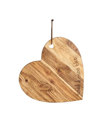 Tagliere cuore in legno Ricordati di essere felice Simple Day