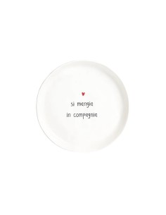 Coppia di piatti dessert bianchi "Si mangia in compagnia" Simple Day 2