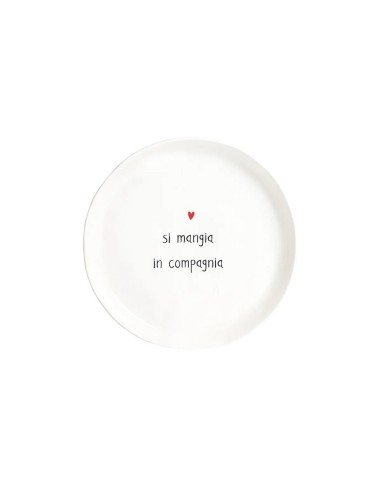 Coppia di piatti dessert bianchi "Si mangia in compagnia" Simple Day