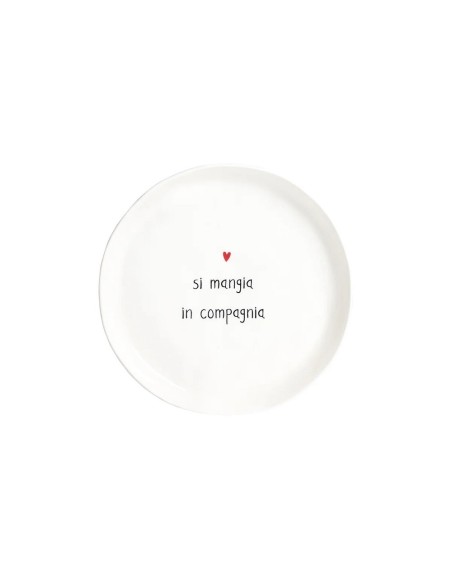 Coppia di piatti dessert bianchi "Si mangia in compagnia" Simple Day