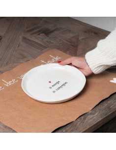 Coppia di piatti dessert bianchi "Si mangia in compagnia" Simple Day