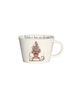 Tazza da colazione natalizia con decorazione slitta "Natale è stare con chi ami" Simple Day
