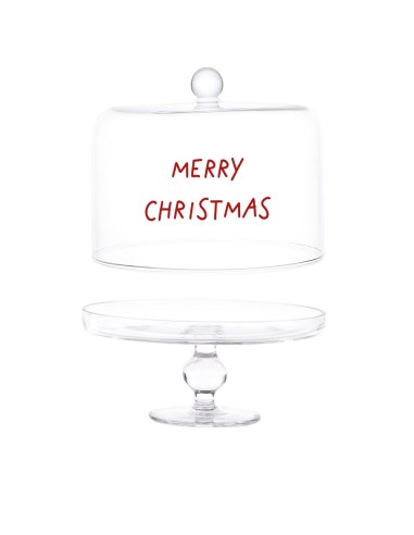 Alzata con Campana natalizia in vetro per dolci "Merry Christmas" Simple Day