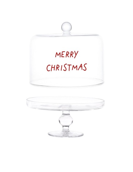 Alzata con Campana natalizia in vetro per dolci "Merry Christmas" Simple Day