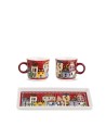 Set 2 Mini Mug con vassoio Rosso Paese mio Egan