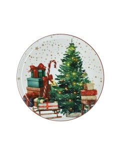 Piatto Panettone con albero e regali Cinzia Andrea Fontebasso