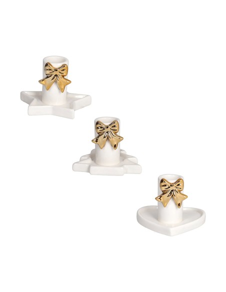 Set 3 portacandela con Fiocco natalizio Christmas Classy
