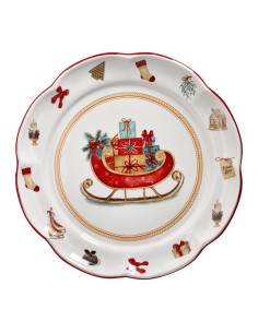 Piatto Panettone con regali e slitta Christmas Vintage Xmas