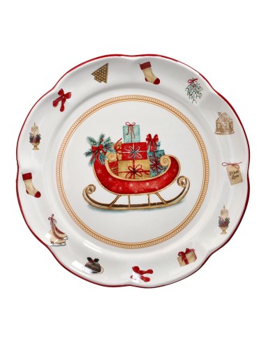 Piatto Panettone con regali e slitta Christmas Vintage Xmas
