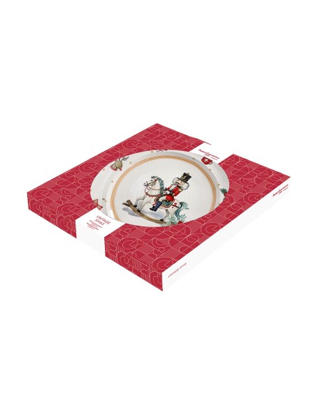 Piatto Panettone con cavallo e schiaccianoci Christmas Vintage Xmas