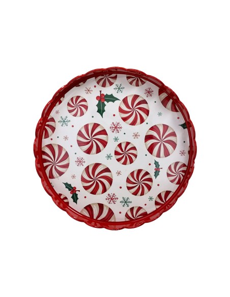 Vassoio tondo natalizio con caramelle Serving Mistletoe Festival