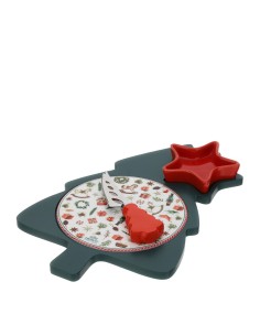 Set tagliere albero natalizio verde e bianco Xmas