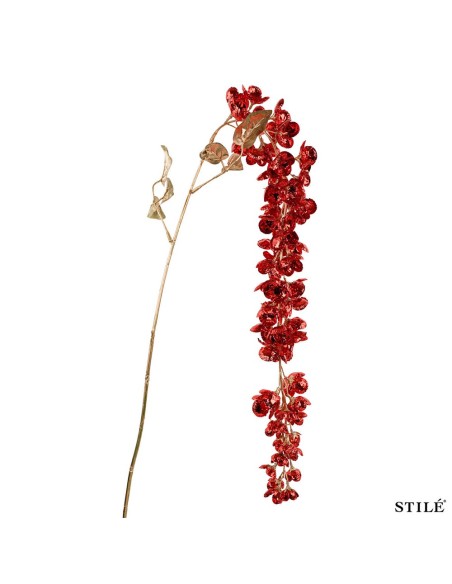 Ramo sintetico con fiori decorativi rossi Stilè Collection