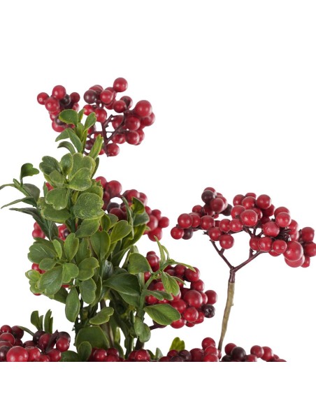 Rametto natalizio sintetico con foglie e bacche rosse