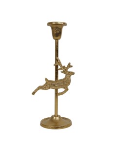 Candelabro con renna in allumino dorato