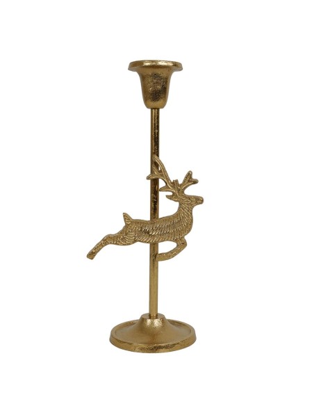 Candelabro con renna in allumino dorato