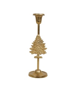 Candelabro con albero di Natale in allumino dorato
