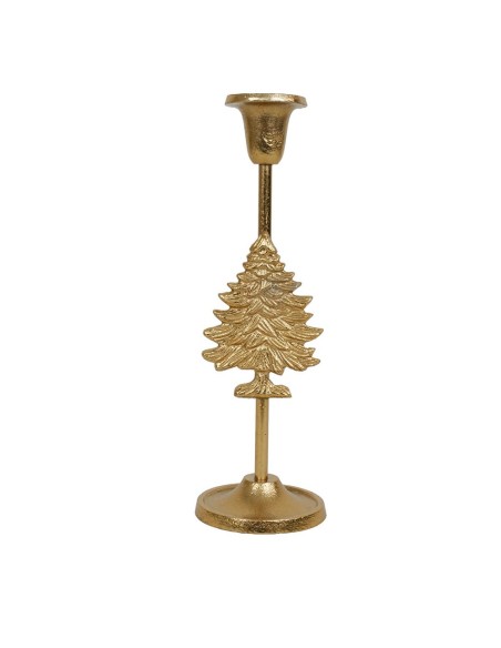 Candelabro con albero di Natale in allumino dorato