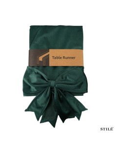Runner natalizio con fiocco in velluto verde
