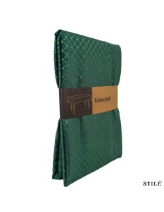 Tovaglia natalizia in velluto verde trama oro 2