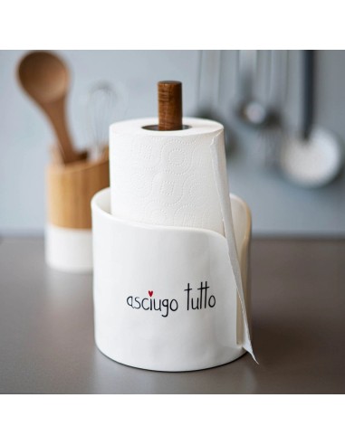 Portarotolo da cucina in gres "Asciugo Tutto"