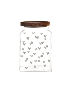 Barattolo portabiscotti con tappo acacia e decoro cuori Simple Day 2